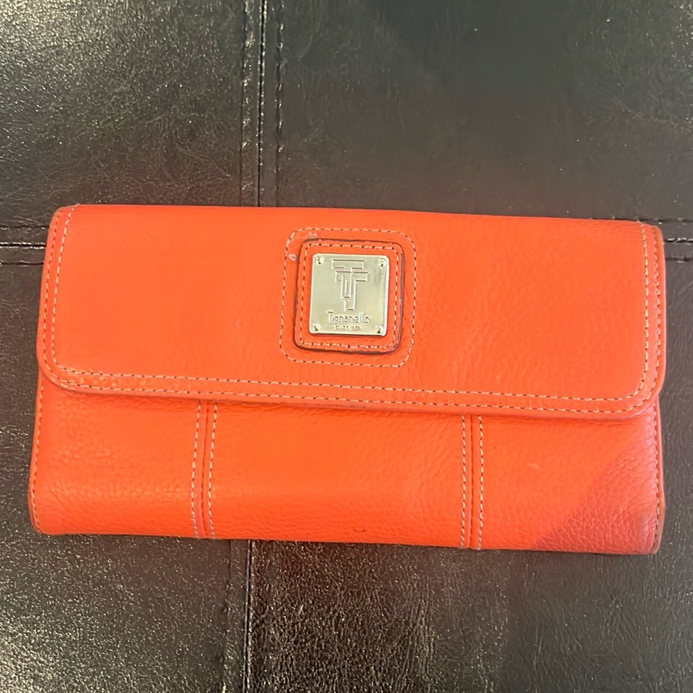 Tignanello Orange Leather Continental Wallet